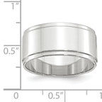 10.0mm 10K White Gold Flat with Step Edge Wedding Band - Sophia Jewelers