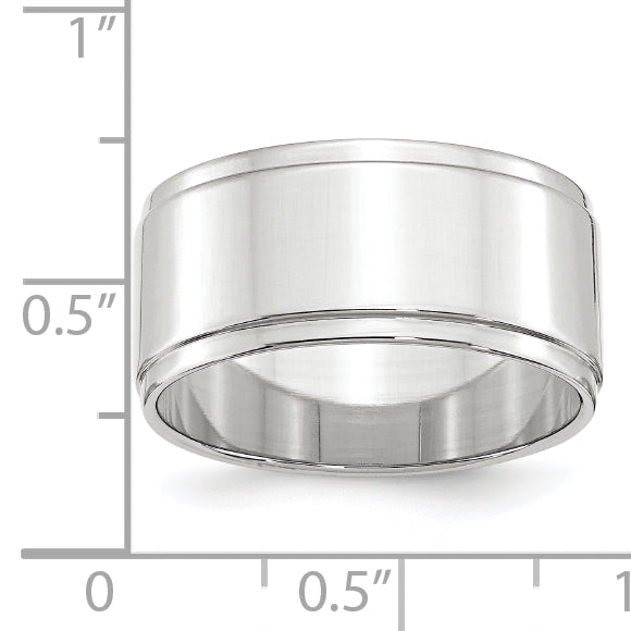 14k White Gold 10mm Flat with Step Edge Wedding Band