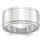 10.0mm 10K White Gold Flat with Step Edge Wedding Band - Sophia Jewelers