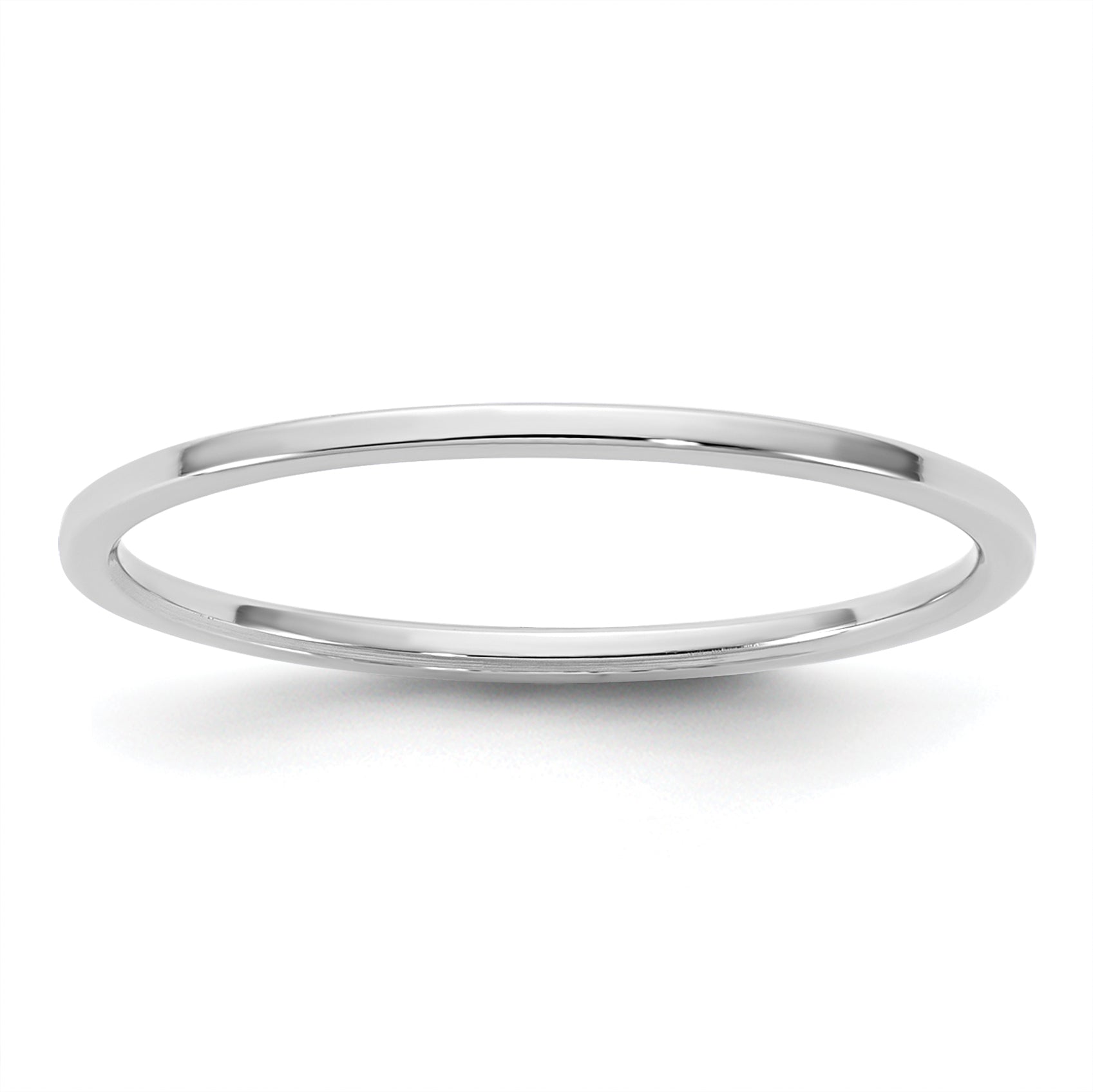 10K White Gold Flat Wedding Band 1mm