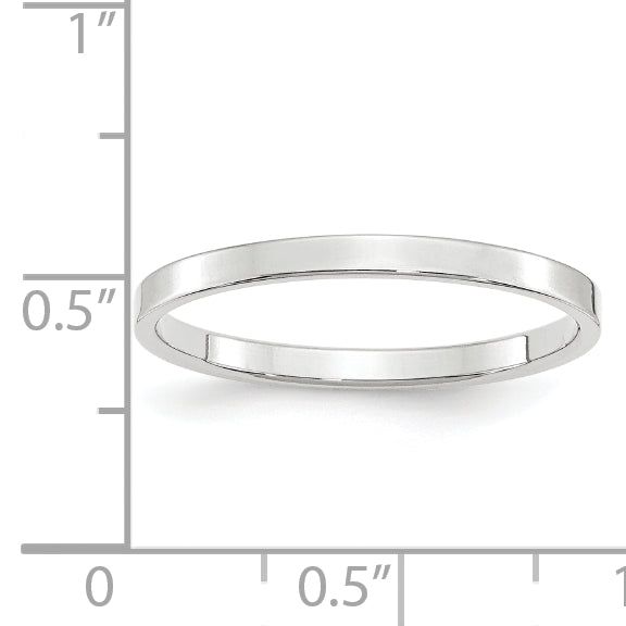 14K White Gold Flat Wedding Band 2mm