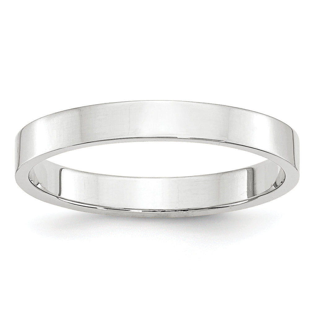 3.0mm 10K White Gold Lightweight Flat Wedding Band - Sophia Jewelers
