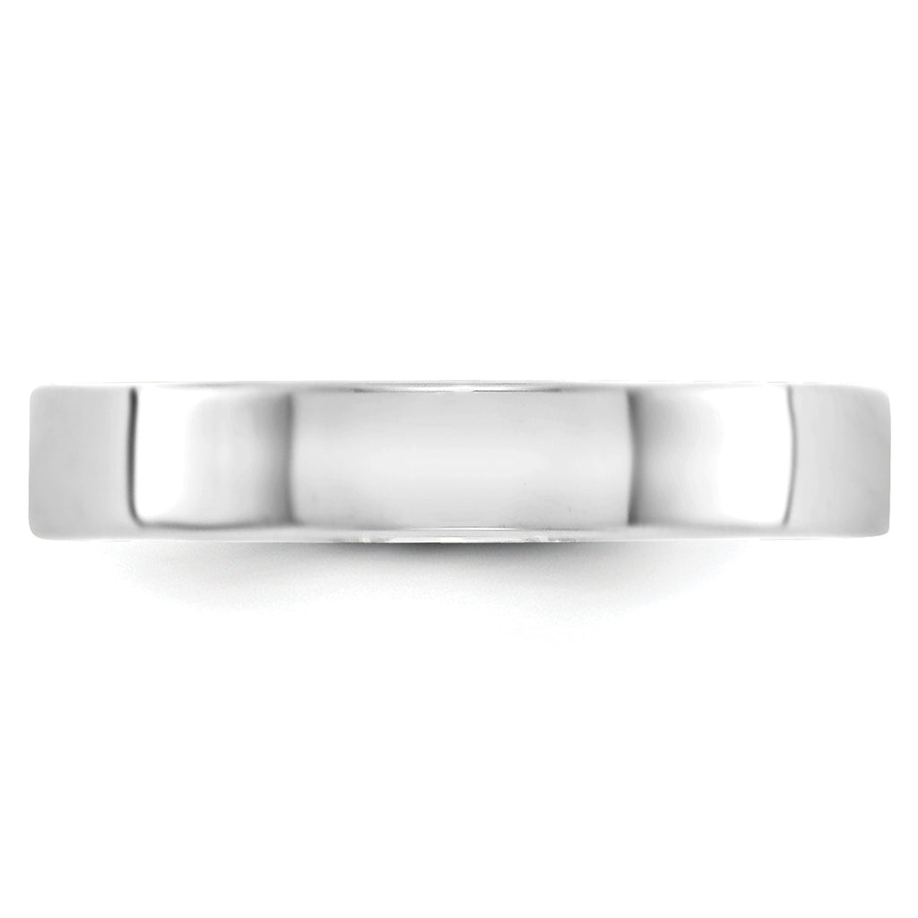14k White Gold 4mm Lightweight Flat Wedding Band Size 14
