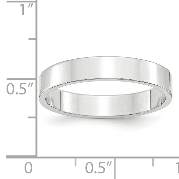 14k White Gold 4mm Lightweight Flat Wedding Band Size 14