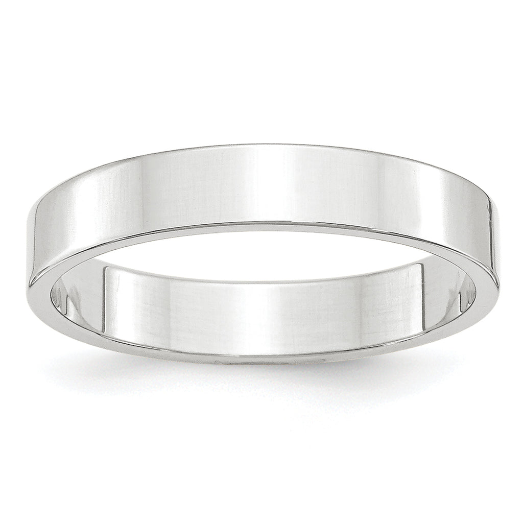 4.0mm 10K White Gold Lightweight Flat Wedding Band - Sophia Jewelers
