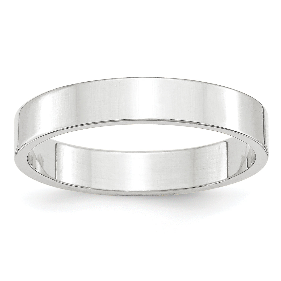4.0mm 10K White Gold Lightweight Flat Wedding Band - Sophia Jewelers