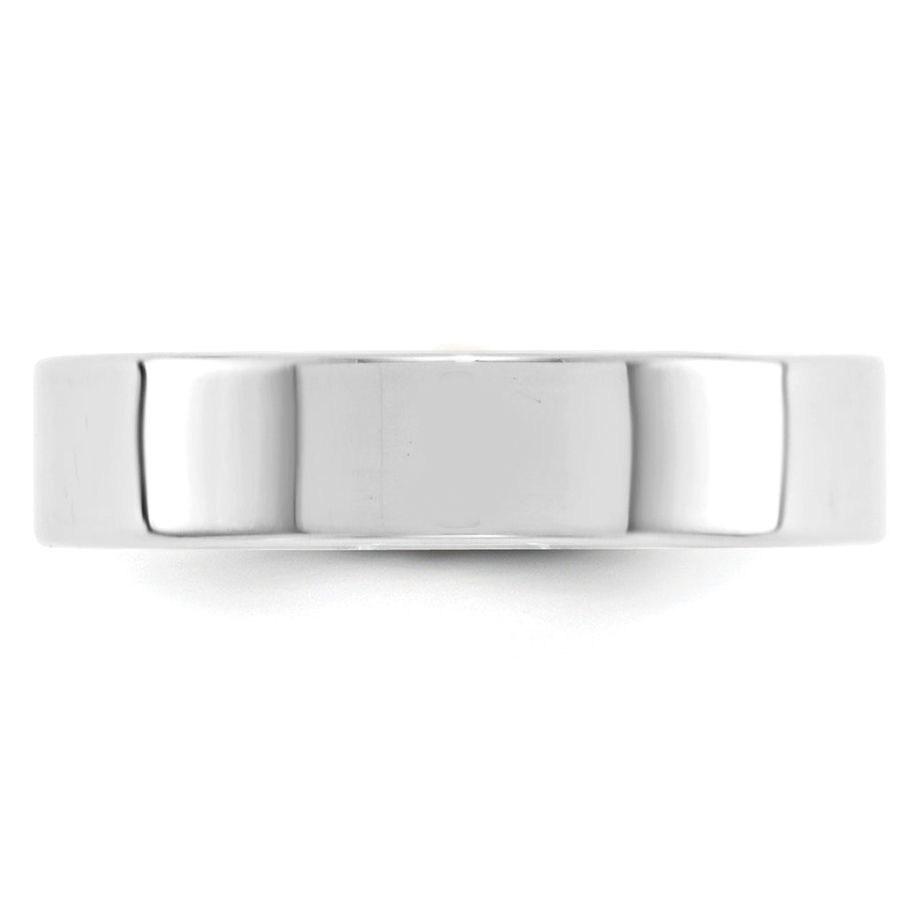 14K White Gold Flat Wedding Band 5mm