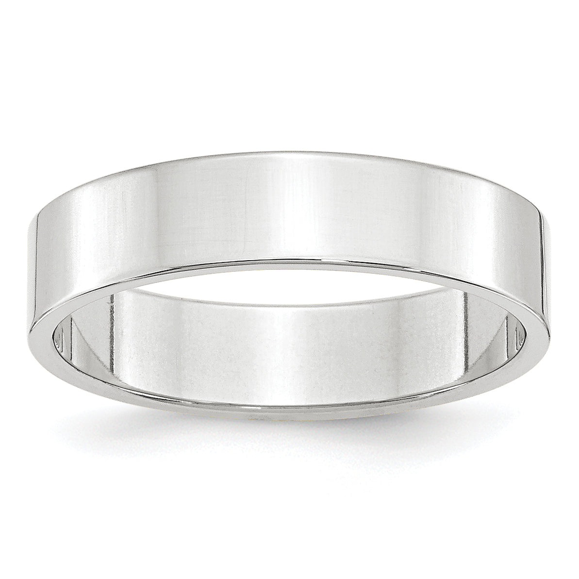 14K White Gold Flat Wedding Band 5mm