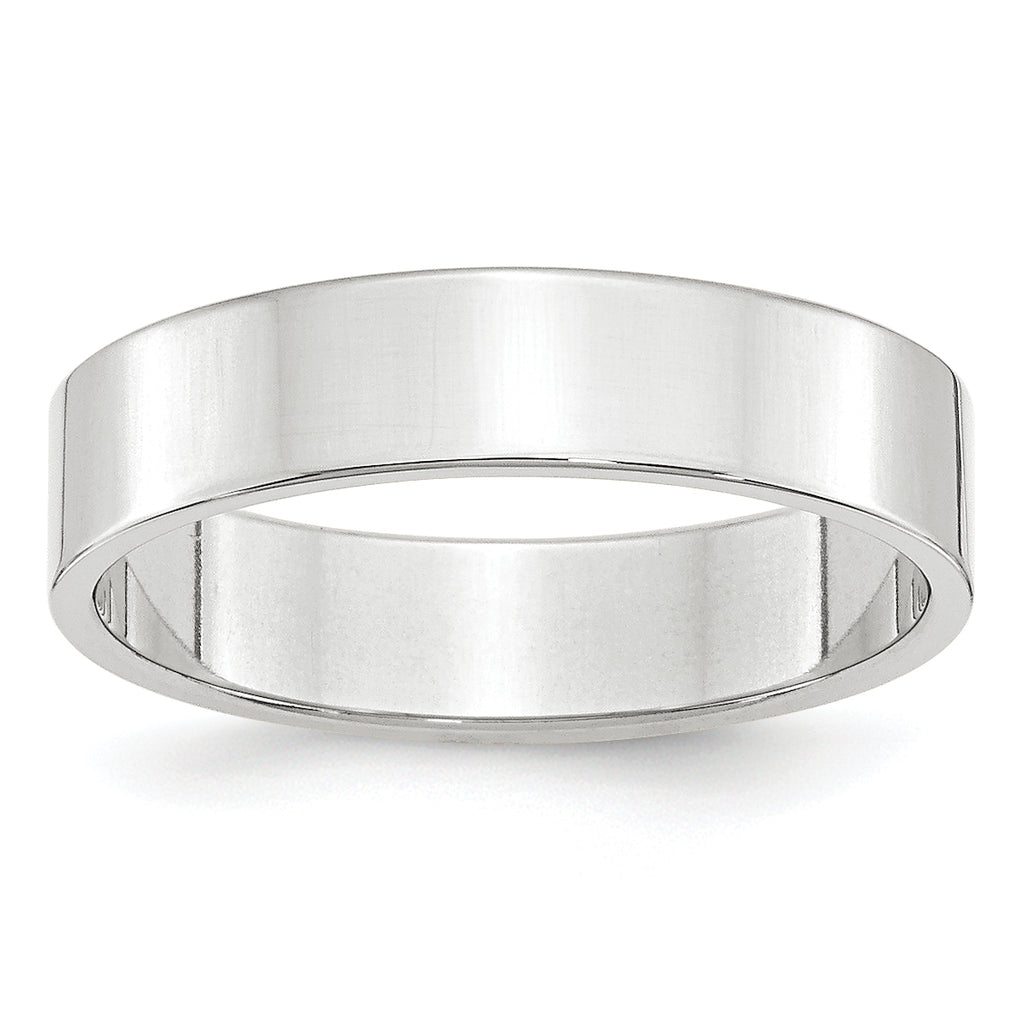 14k White Gold 5mm Lightweight Flat Wedding Band