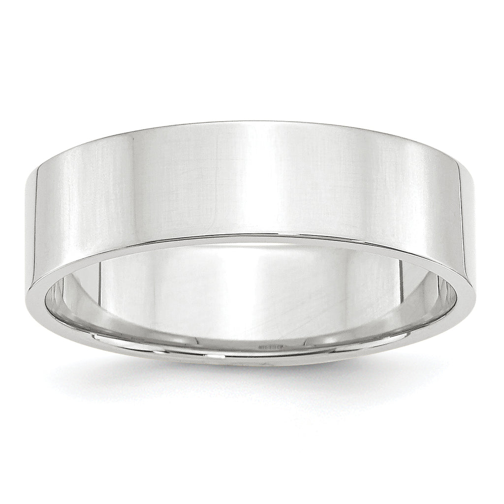6.0mm 10K White Gold Lightweight Flat Wedding Band - Sophia Jewelers