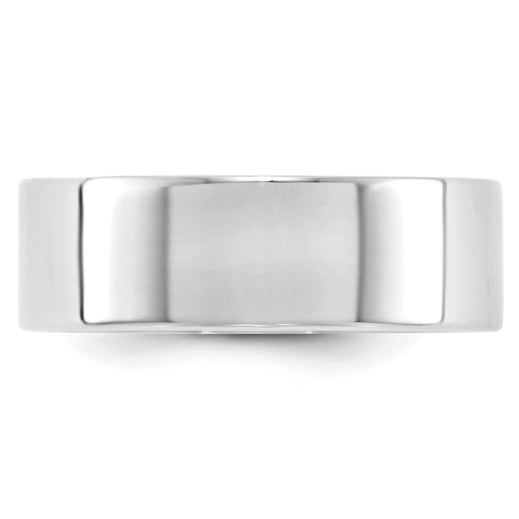 7.0mm 10K White Gold Lightweight Flat Wedding Band - Sophia Jewelers