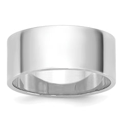 14k White Gold 8mm Lightweight Flat Wedding Band Size 13.5