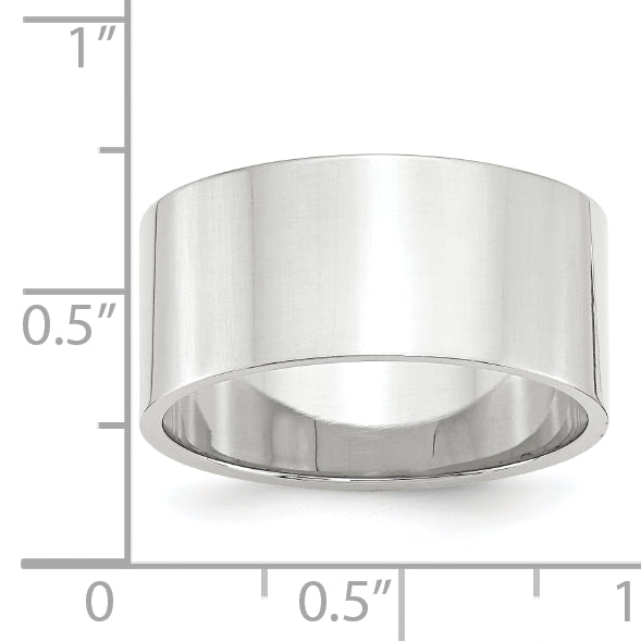 10.0mm 10K White Gold Lightweight Flat Wedding Band - Sophia Jewelers