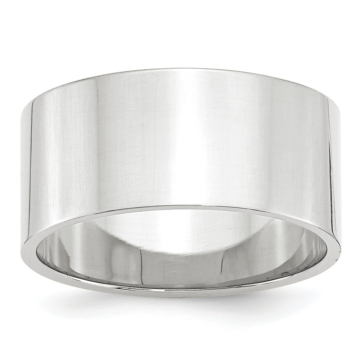 14k White Gold 10mm Lightweight Flat Wedding Band Main image