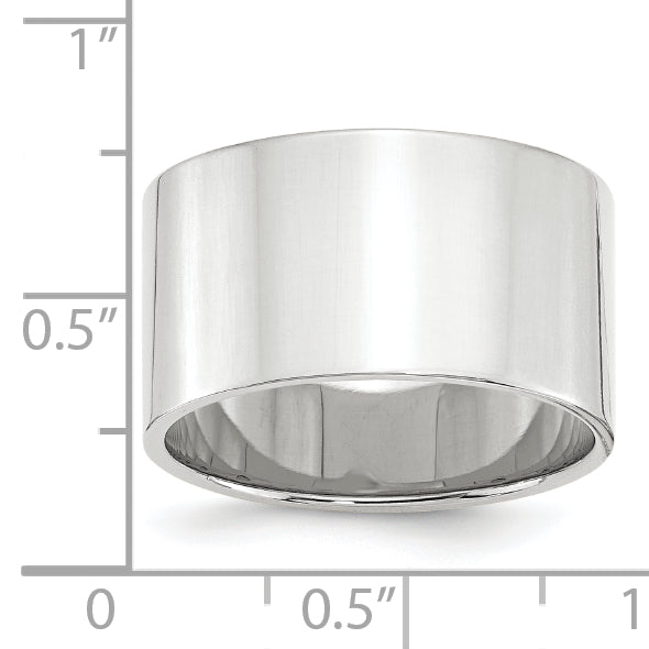 12.0mm 10K White Gold Lightweight Flat Wedding Band - Sophia Jewelers