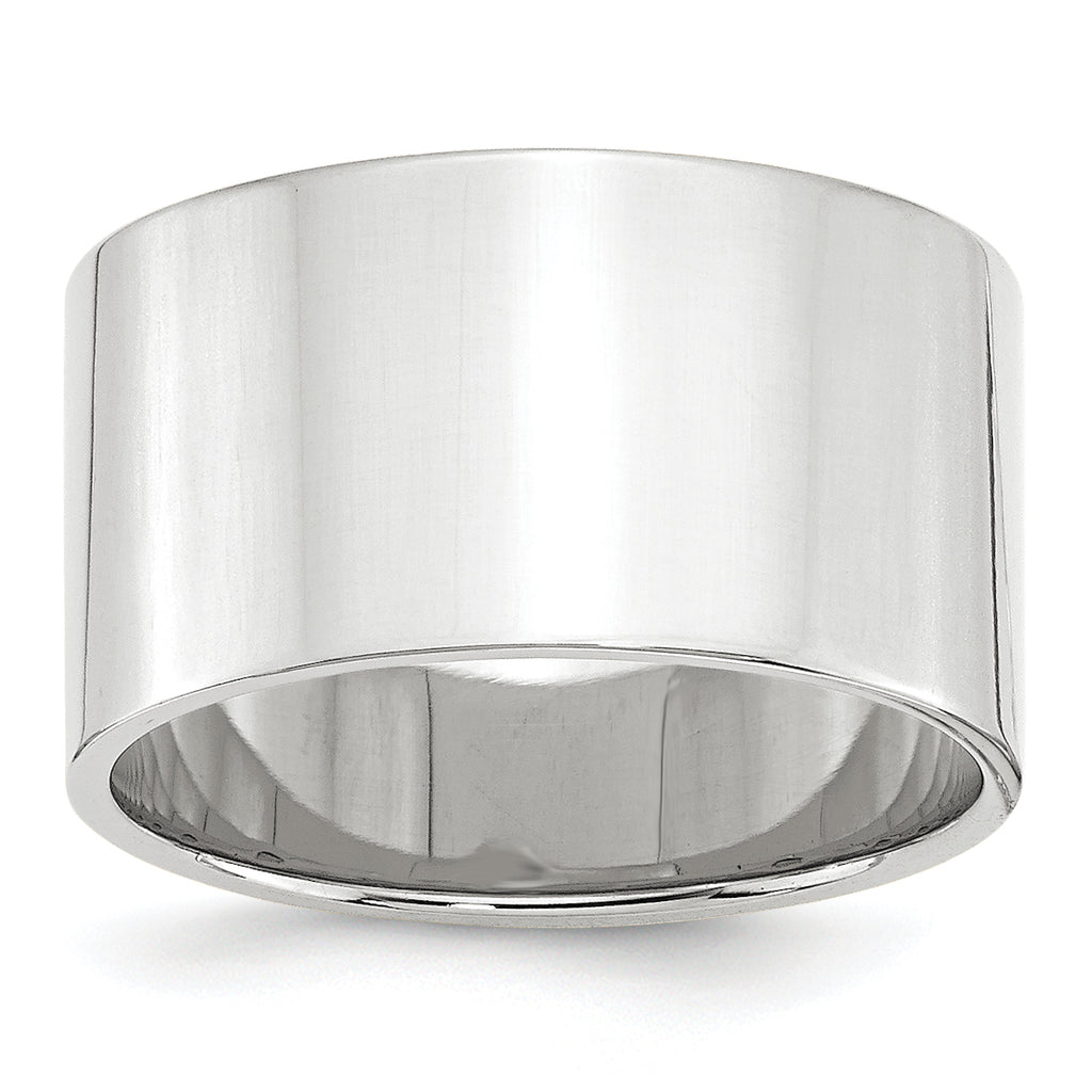 12.0mm 10K White Gold Lightweight Flat Wedding Band - Sophia Jewelers