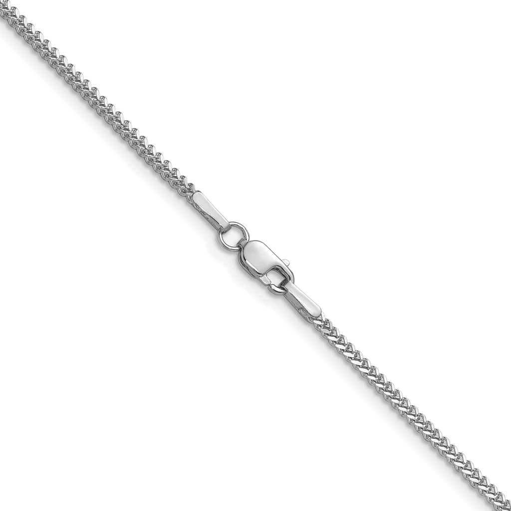 14K White Gold Solid Franco Chain Necklace 1.3mm