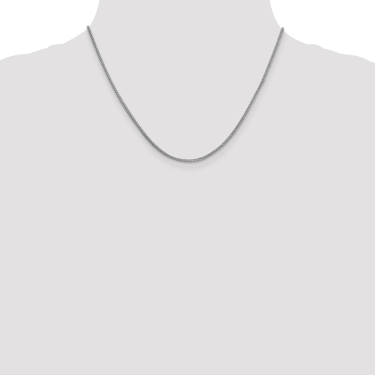 14K White Gold Solid Franco Chain Necklace 1.3mm, 7–24 Inch - Sophia Jewelers