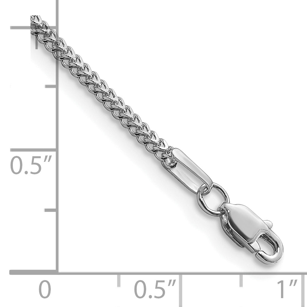 14K White Gold Solid Franco Chain Necklace 1.3mm, 7–24 Inch - Sophia Jewelers