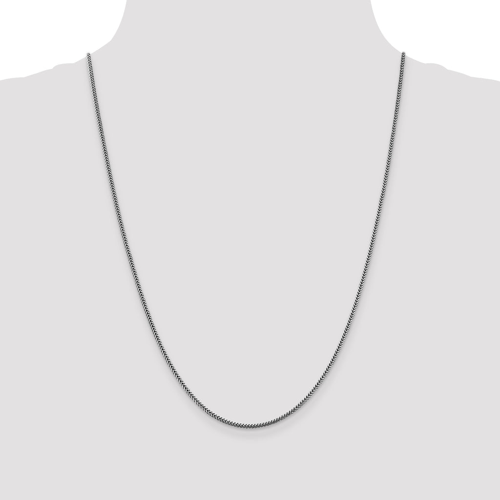 14K White Gold 24 inch 1.4mm Franco with Lobster Clasp Chain
