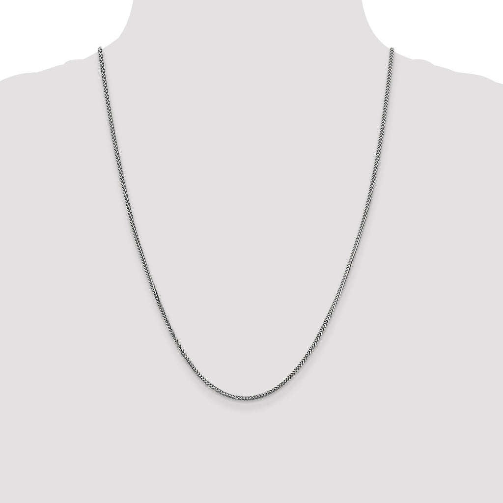 14K White Gold 24 inch 1.5mm Franco with Lobster Clasp Chain