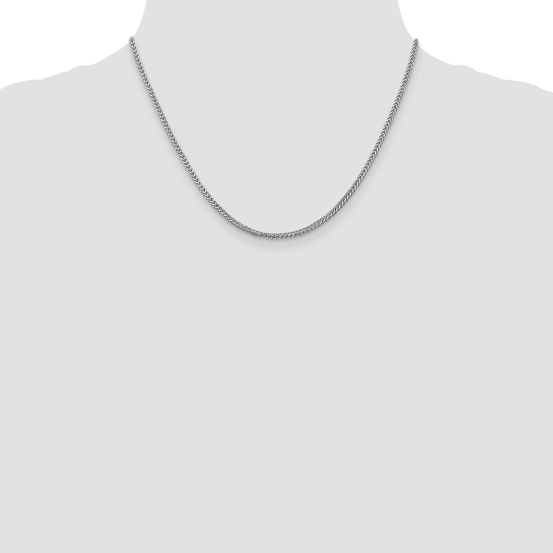 14K White Gold 18 inch 2mm Franco with Lobster Clasp Chain