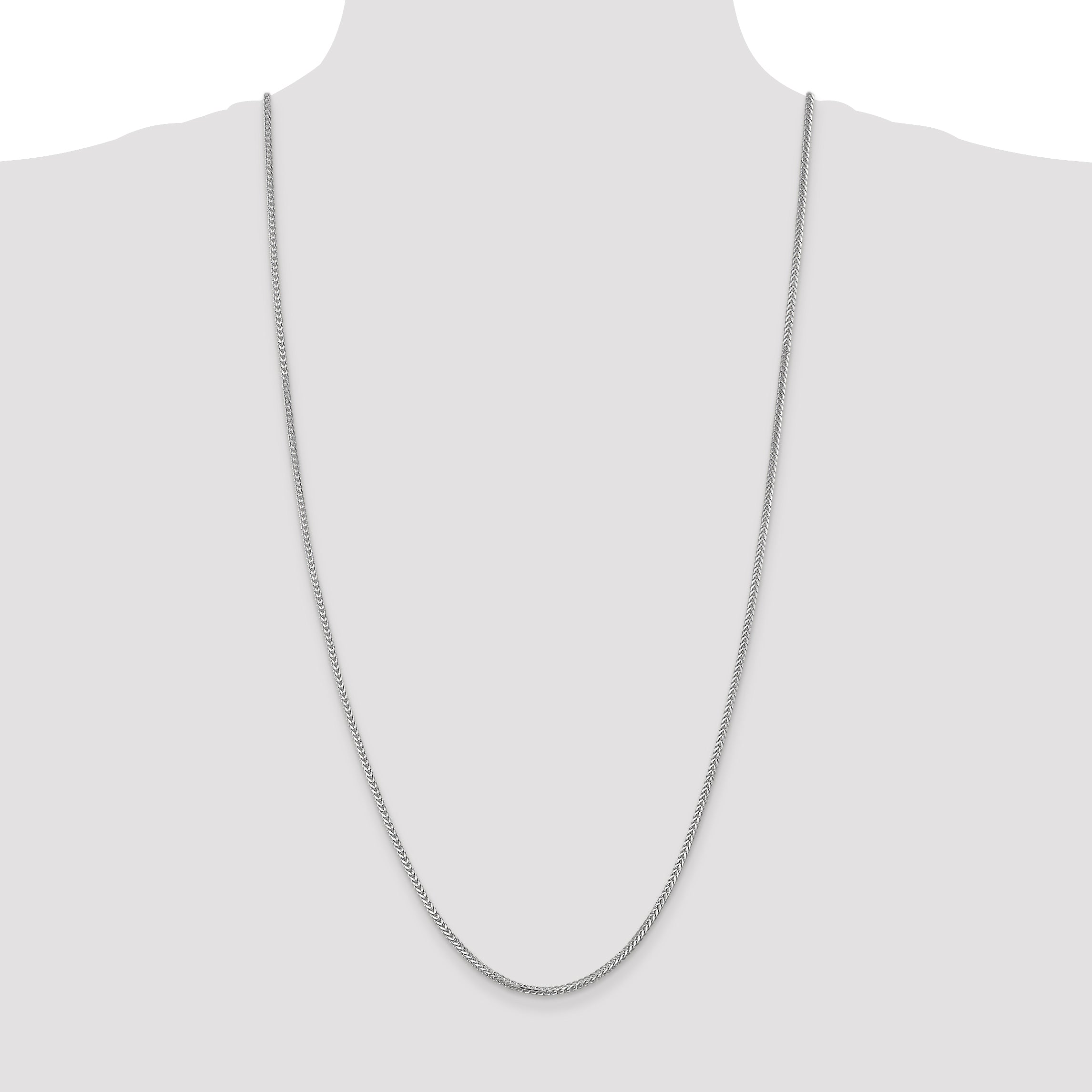 14K White Gold 30 inch 2mm Franco with Lobster Clasp Chain