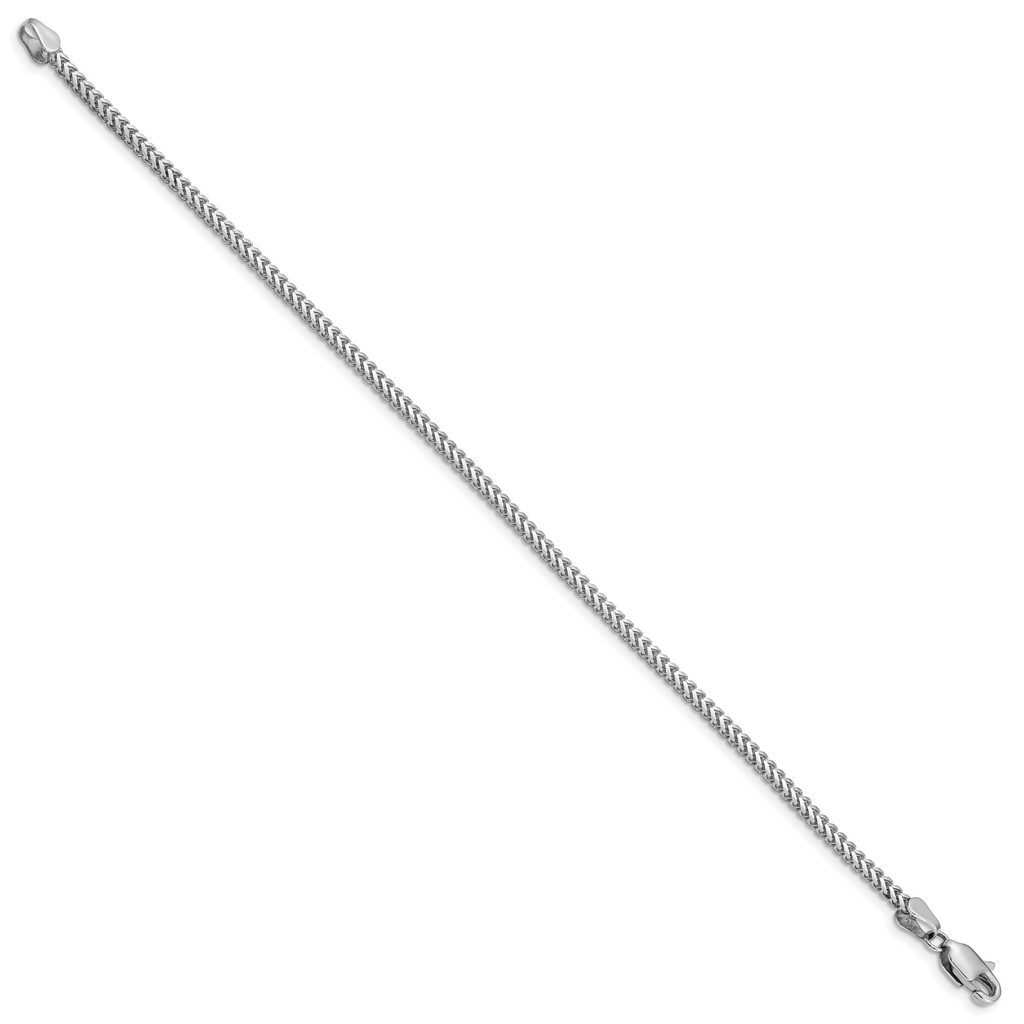 14K White Gold 8 inch 2mm Franco with Lobster Clasp Bracelet