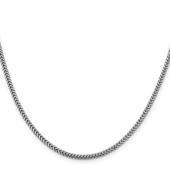 14K White Gold 30 inch 2.3mm Franco with Lobster Clasp Chain