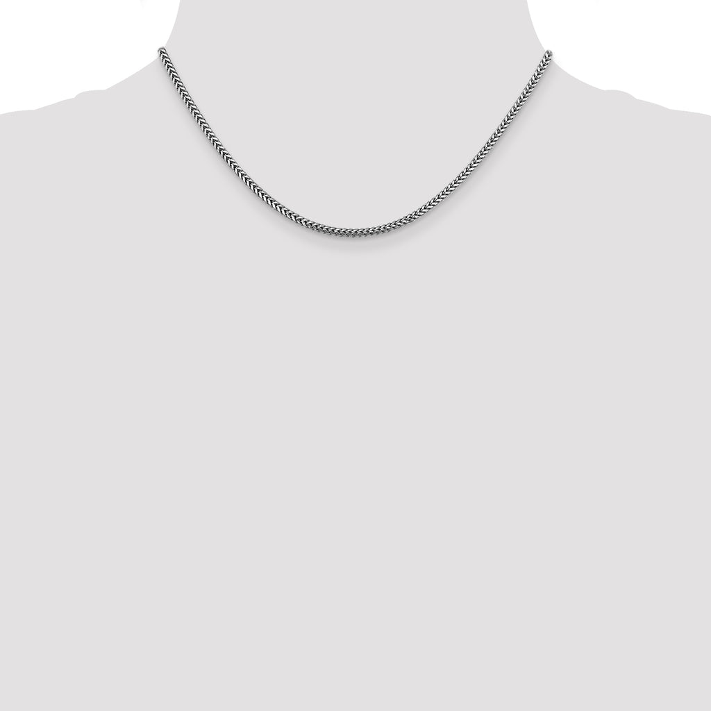 14K White Gold Solid Franco Chain Necklace 2.3mm