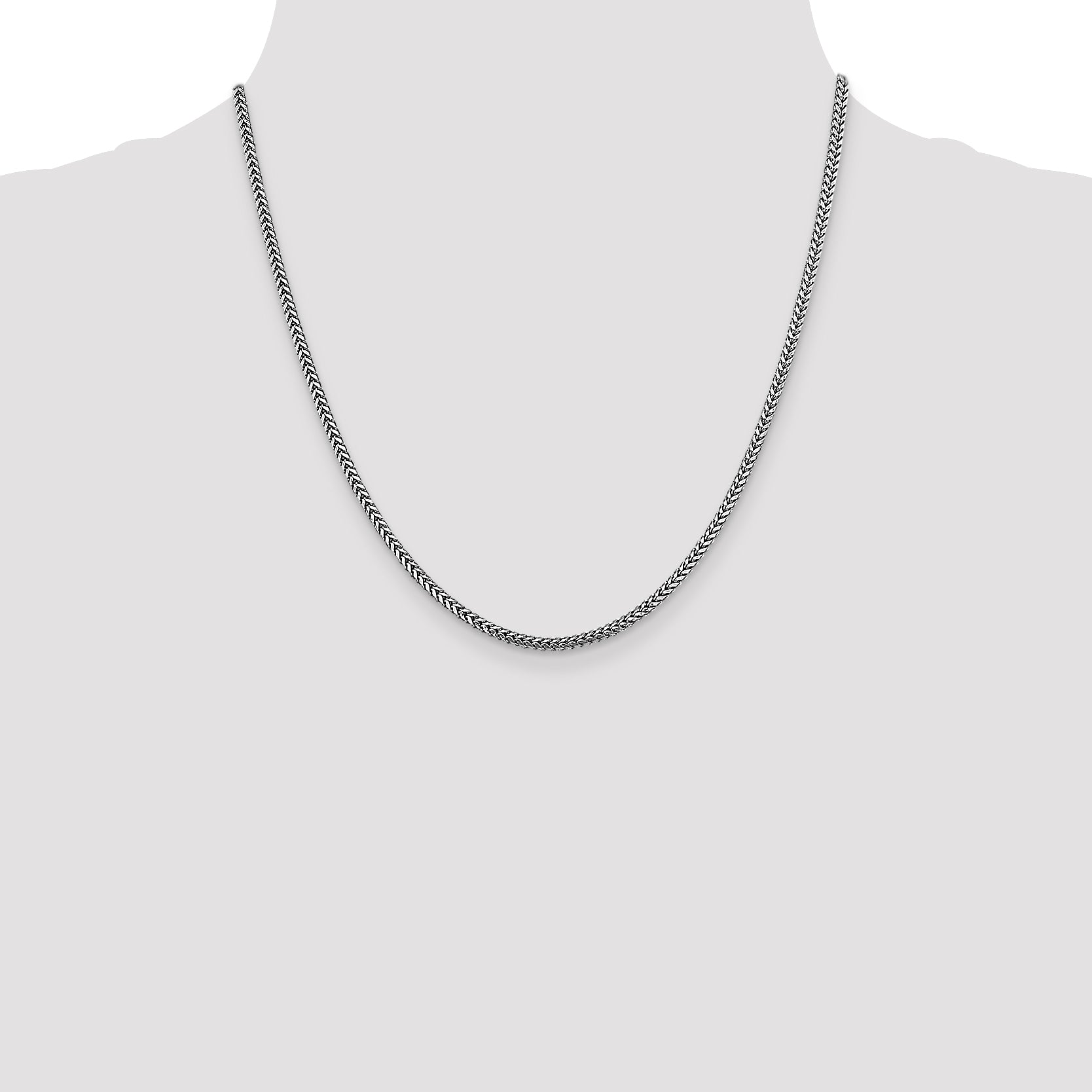 14K White Gold 20 inch 2.3mm Franco with Lobster Clasp Chain