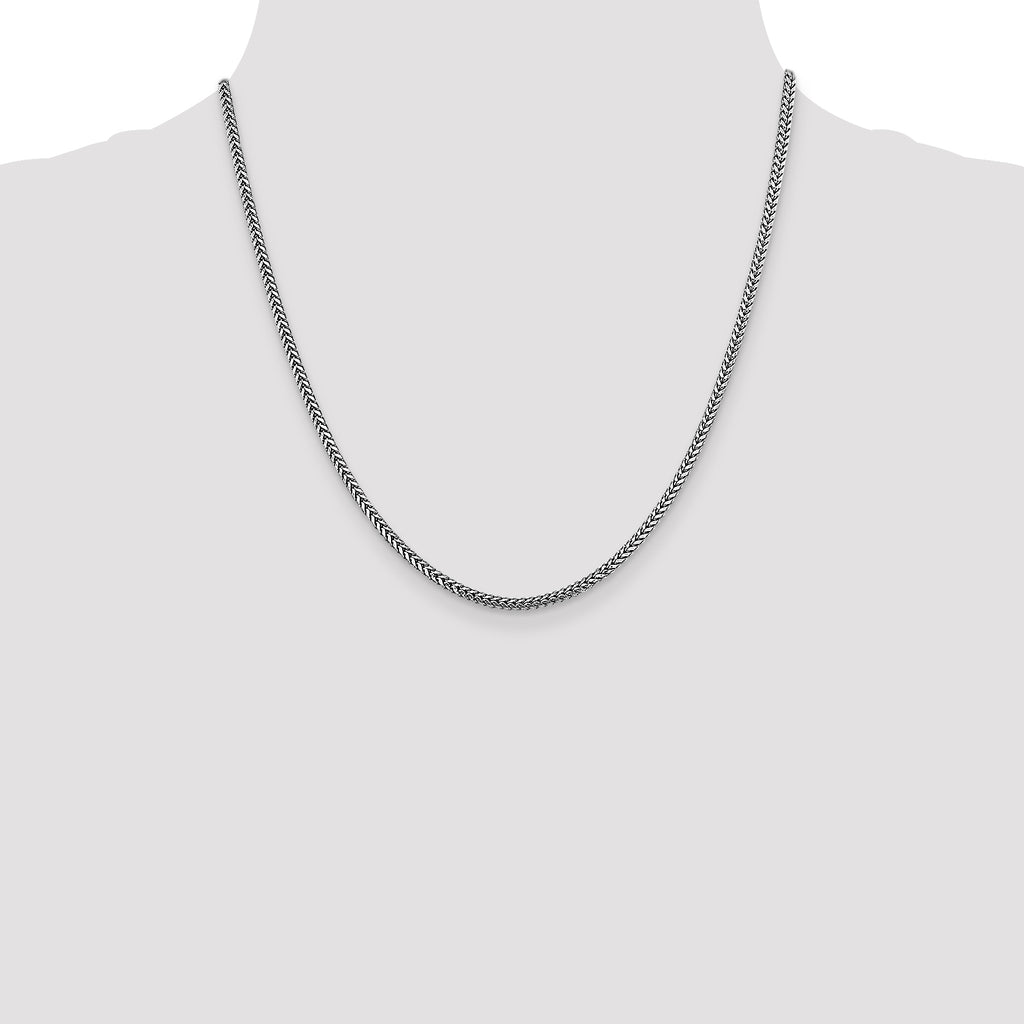 14K White Gold 20 inch 2.3mm Franco with Lobster Clasp Chain