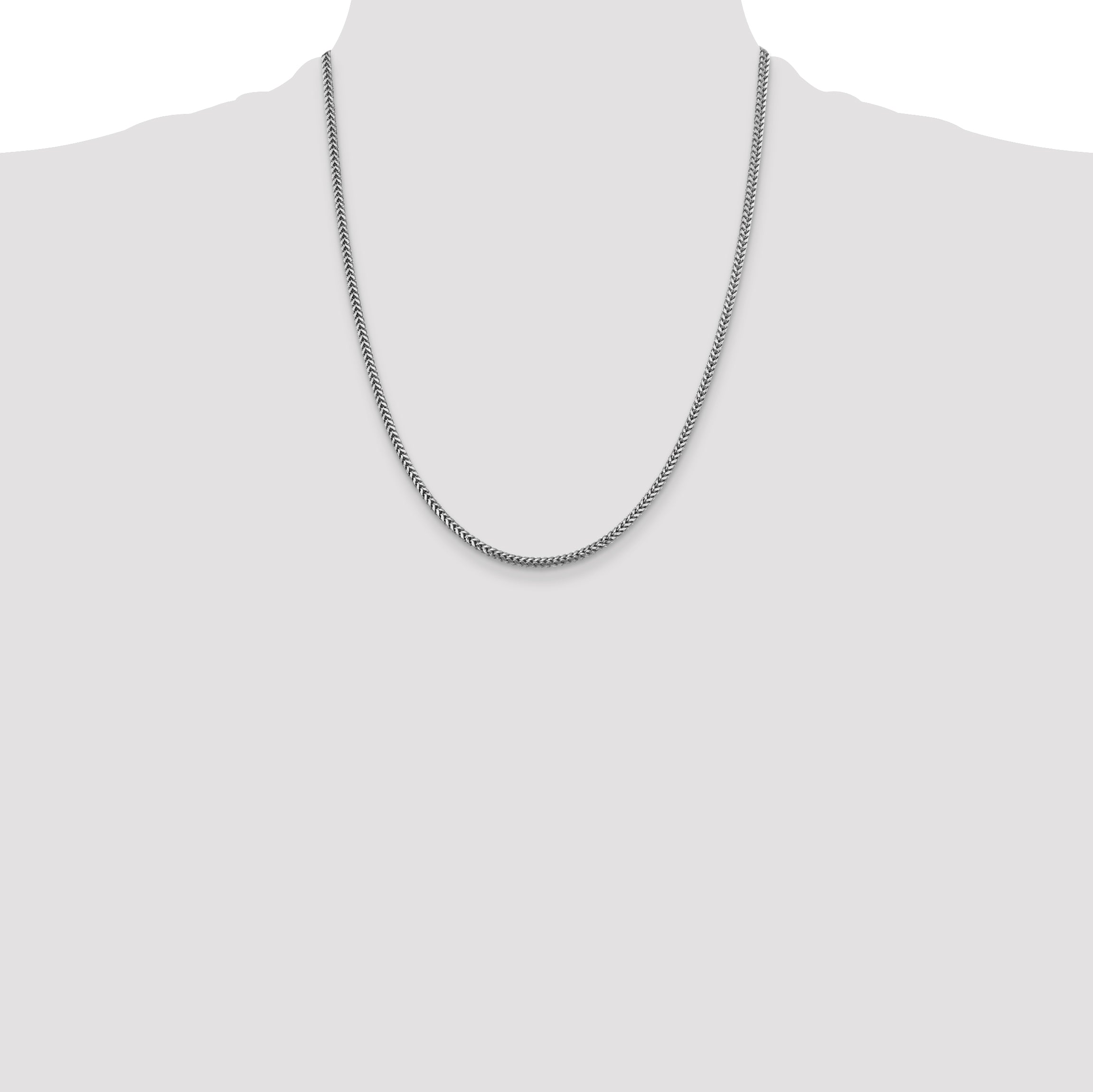 14K White Gold 22 inch 2.3mm Franco with Lobster Clasp Chain