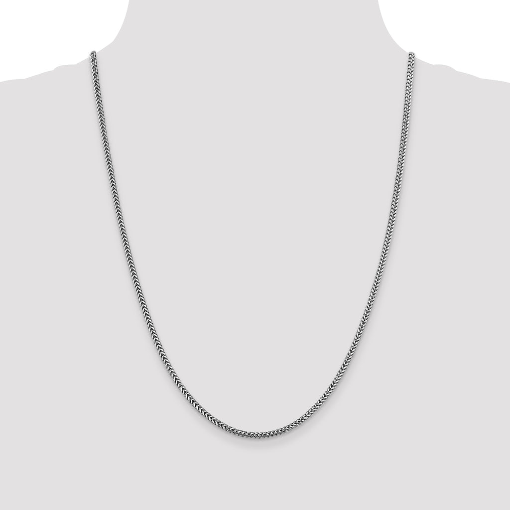 14K White Gold 24 inch 2.3mm Franco with Lobster Clasp Chain