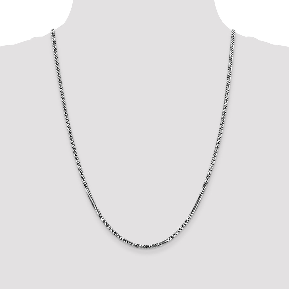 14K White Gold 24 inch 2.3mm Franco with Lobster Clasp Chain