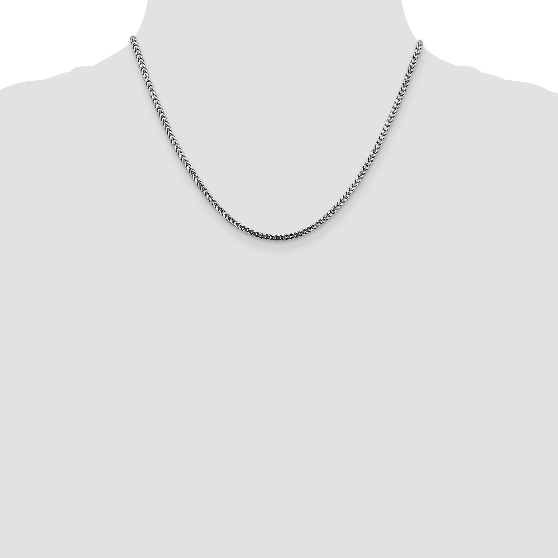 14K White Gold Solid Franco Chain Necklace 2.5mm