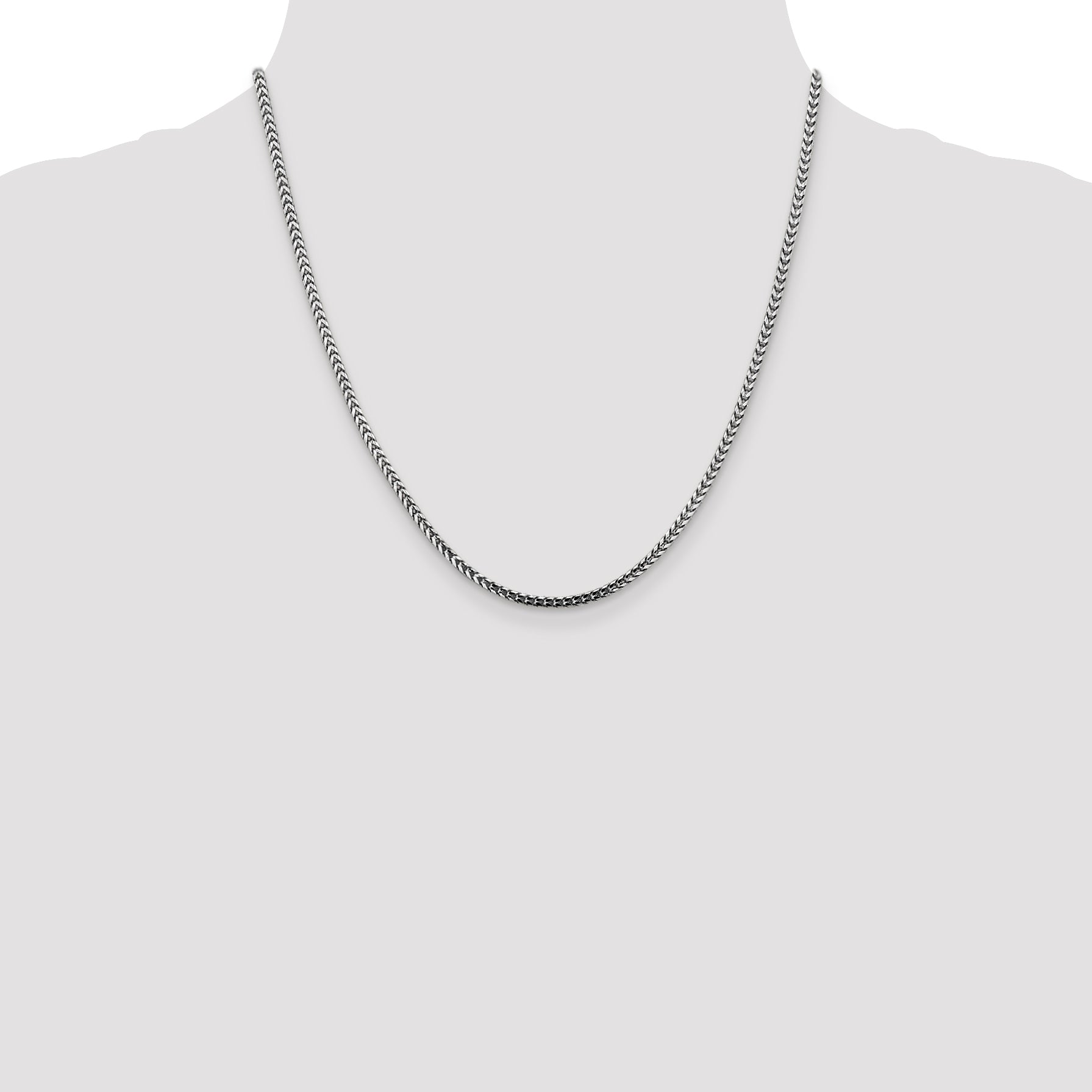 14K White Gold 20 inch 2.5mm Franco with Lobster Clasp Chain