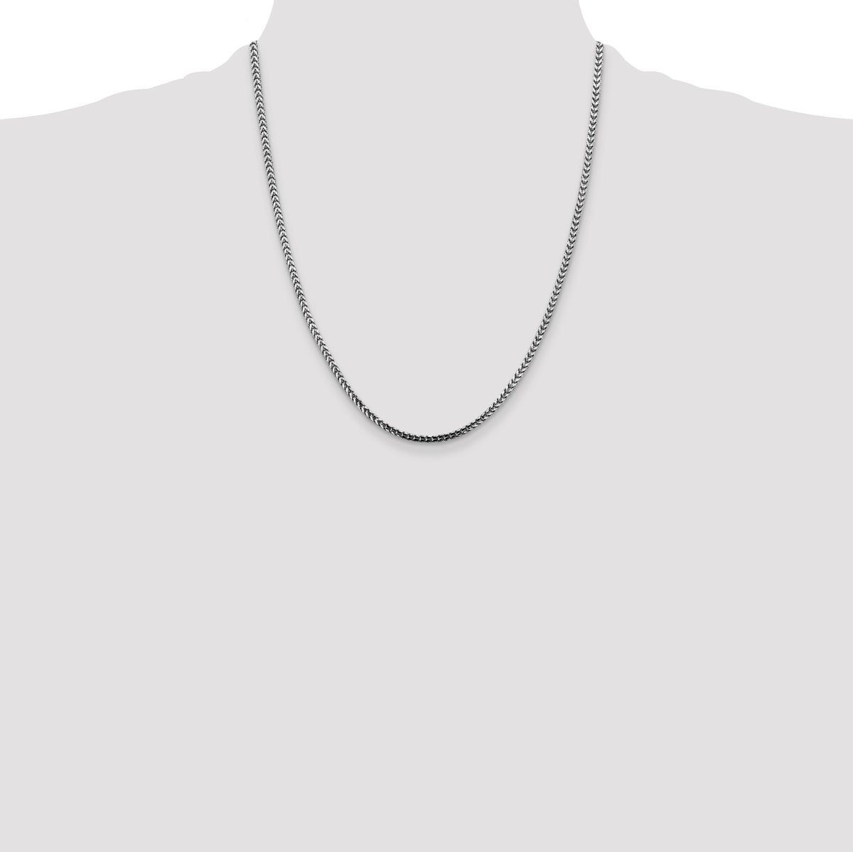 14K White Gold Solid Franco Chain Necklace 2.5mm - Sophia Jewelers