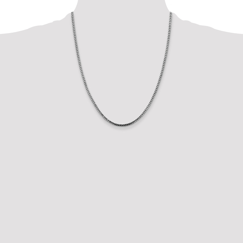 14K White Gold Solid Franco Chain Necklace 2.5mm - Sophia Jewelers