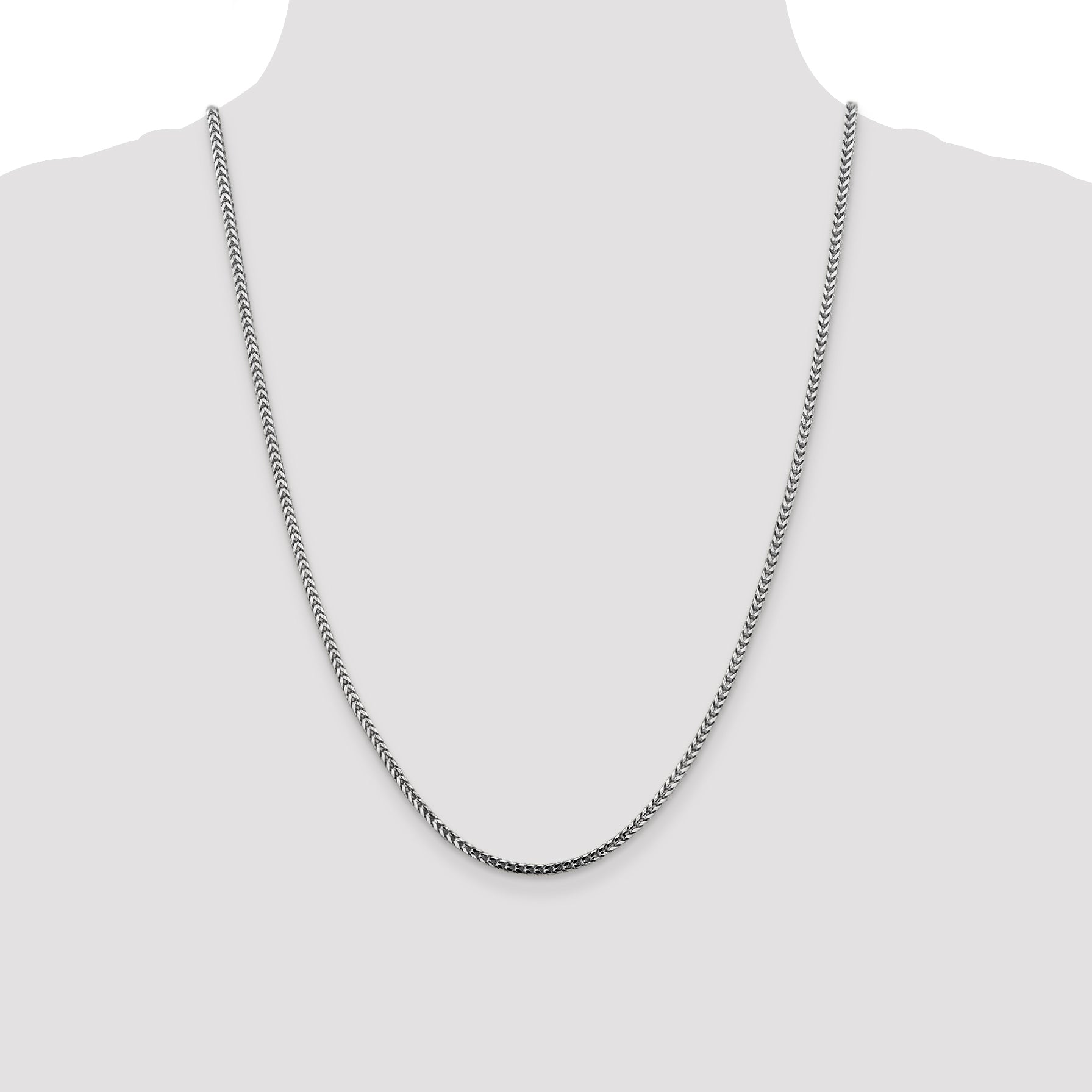 14K White Gold 24 inch 2.5mm Franco with Lobster Clasp Chain