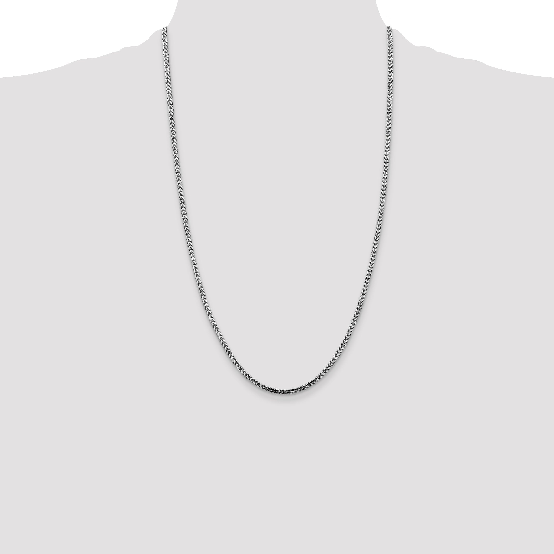 14K White Gold 26 inch 2.5mm Franco with Lobster Clasp Chain