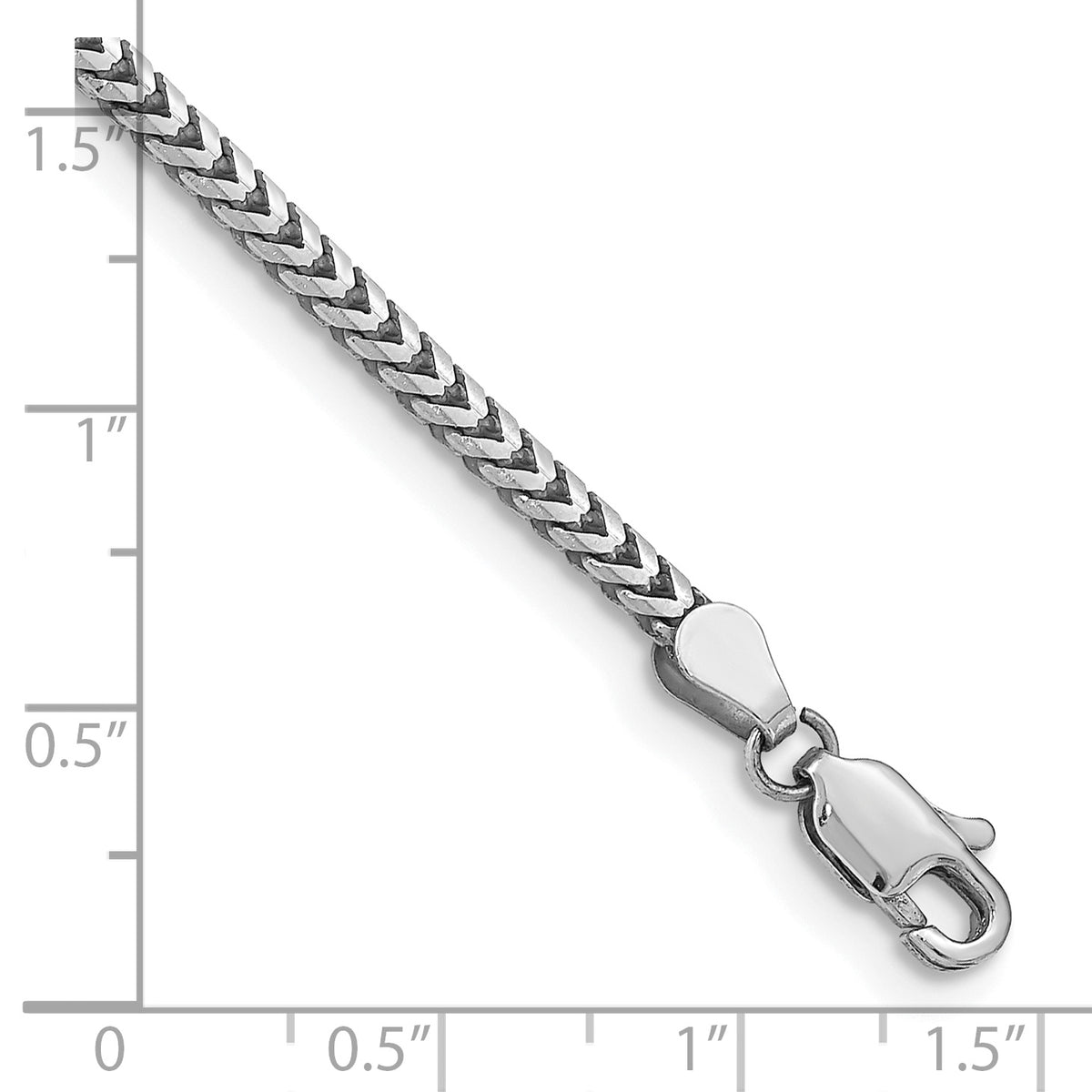 14K White Gold Solid Franco Chain Necklace 2.5mm - Sophia Jewelers