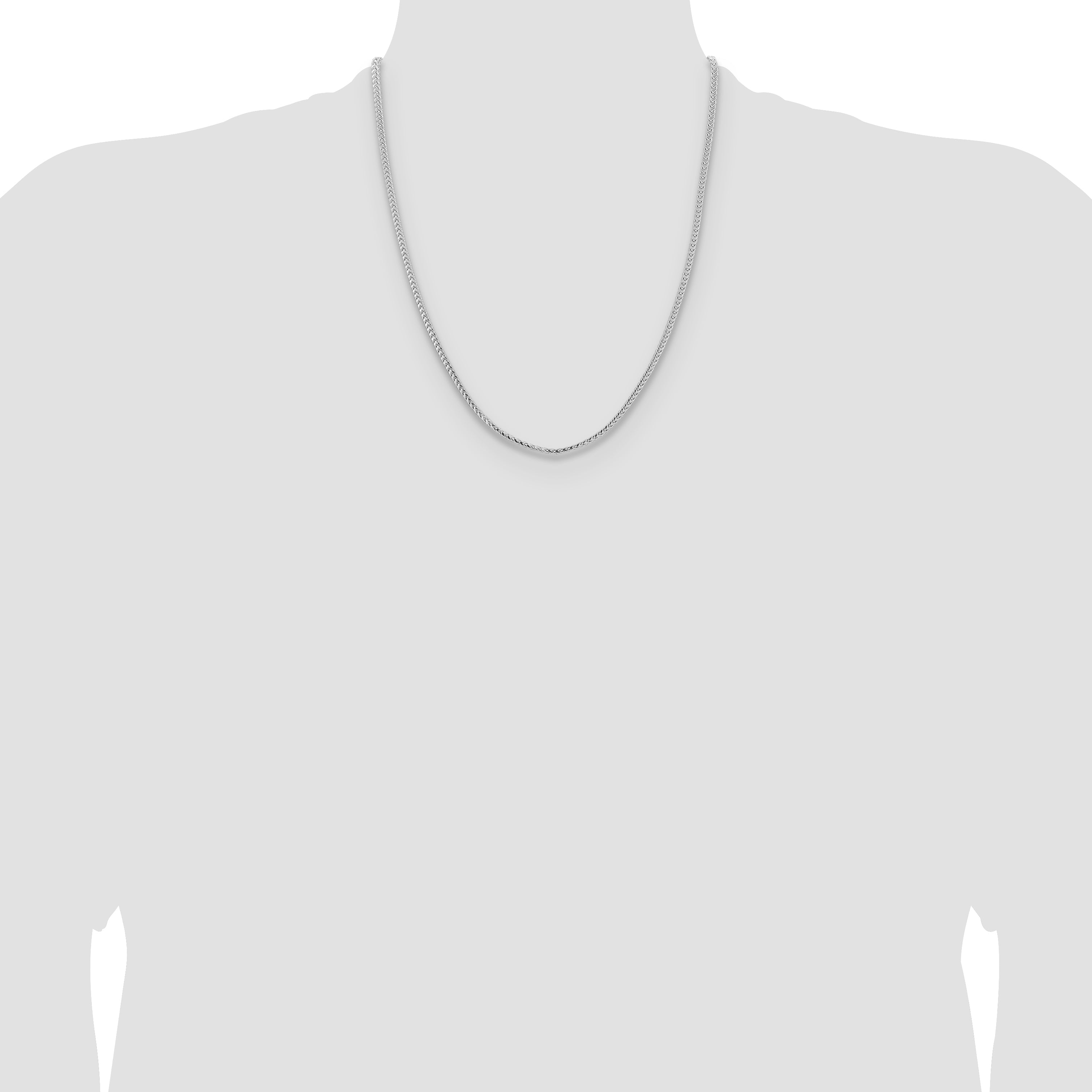 14K White Gold 22 inch 3mm Franco with Fancy Lobster Clasp Chain