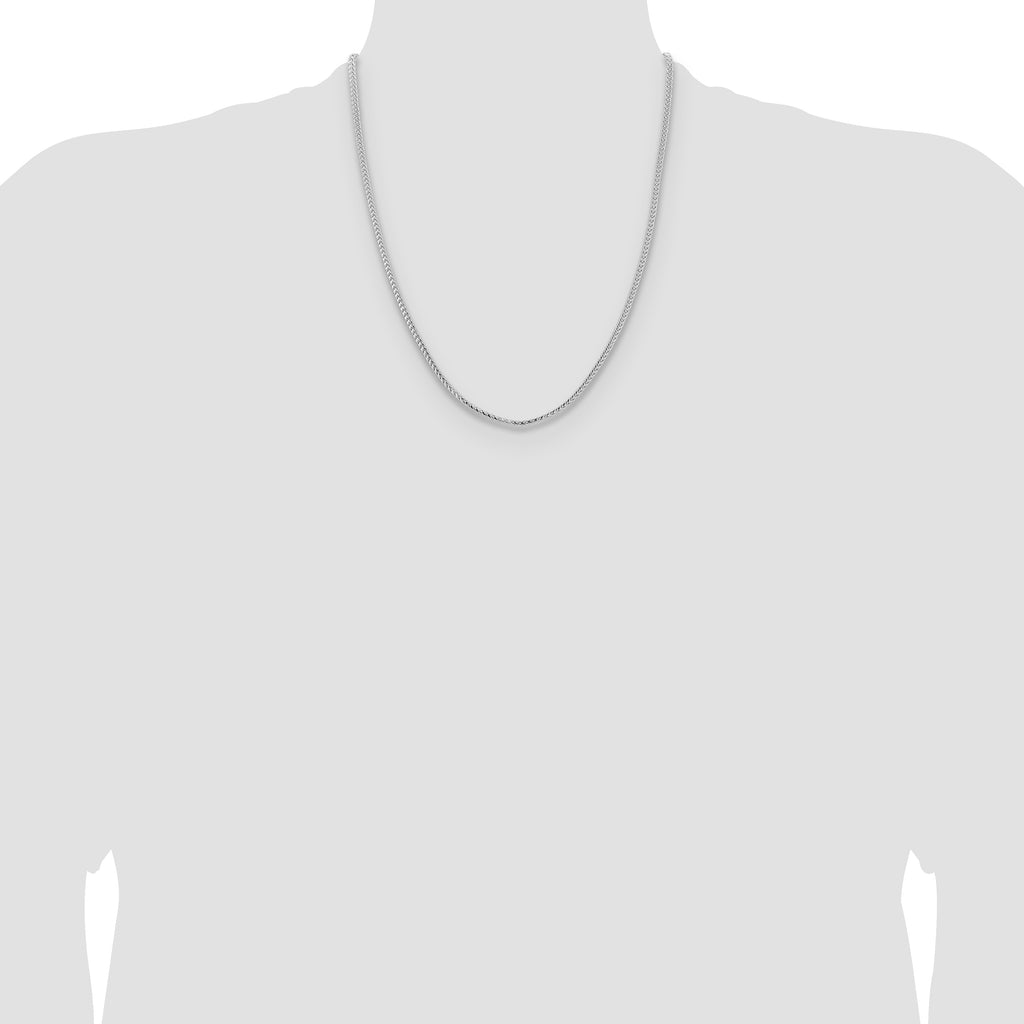14K White Gold 22 inch 3mm Franco with Fancy Lobster Clasp Chain
