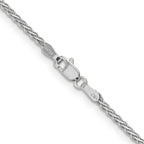 14K White Gold 24 inch 1.9mm Flat Wheat with Lobster Clasp Chain