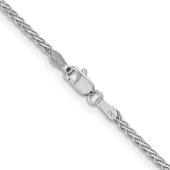 14K White Gold 24 inch 1.9mm Flat Wheat with Lobster Clasp Chain