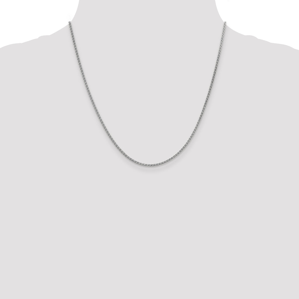 14K White Gold 20 inch 1.9mm Flat Wheat with Lobster Clasp Chain