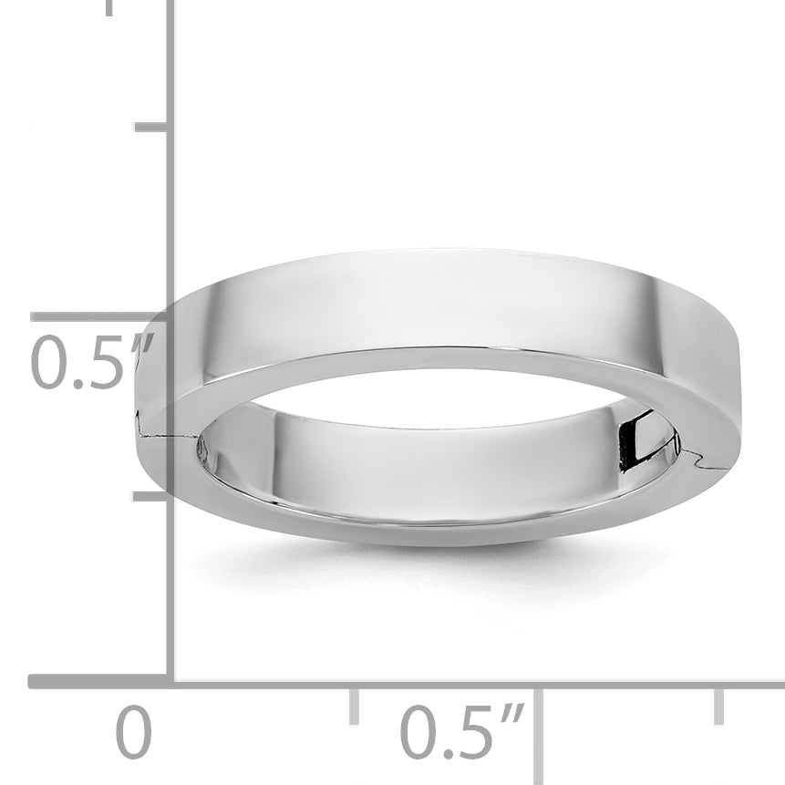 14K White Gold Flat Wedding Band 4mm