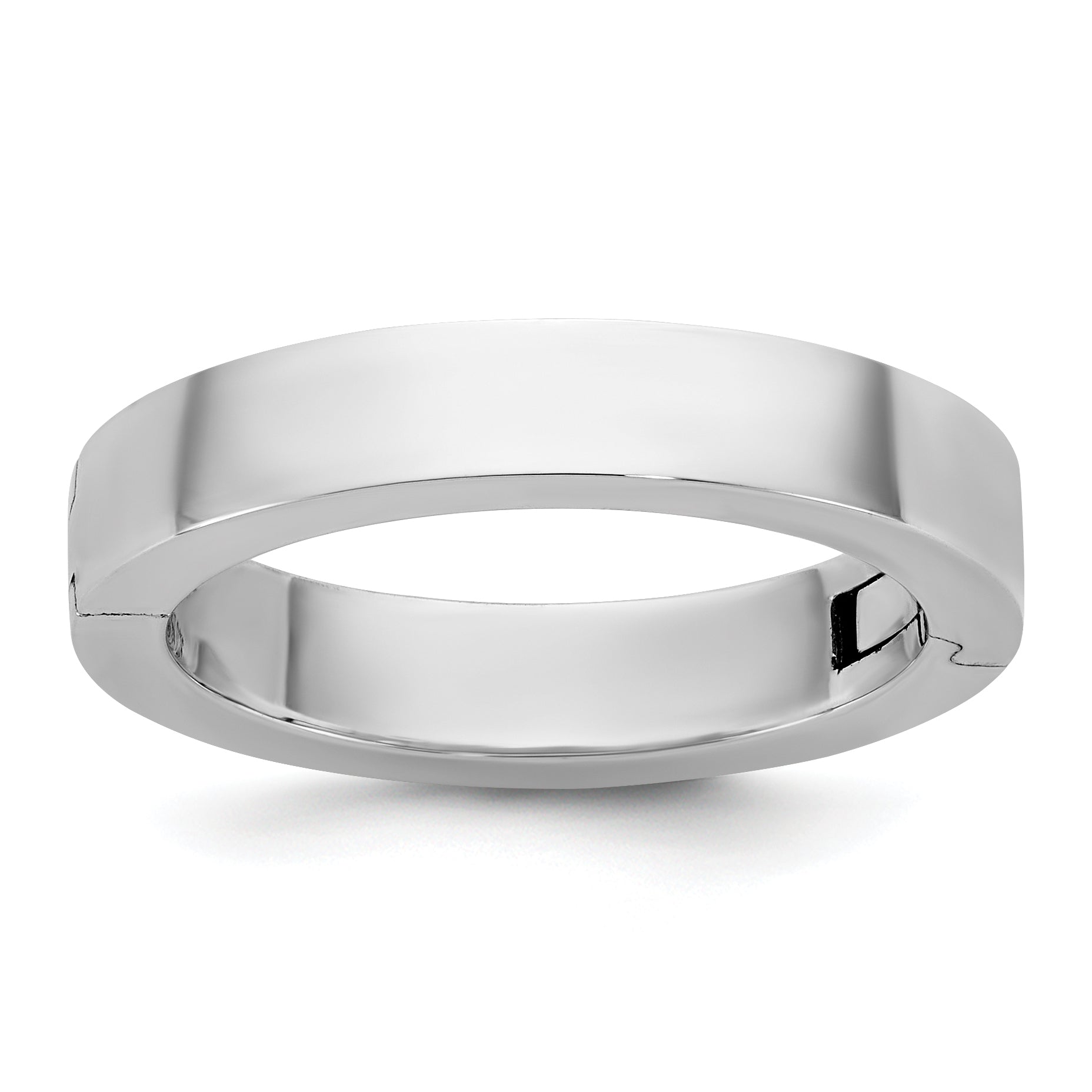 14K White Gold Flat Wedding Band 4mm