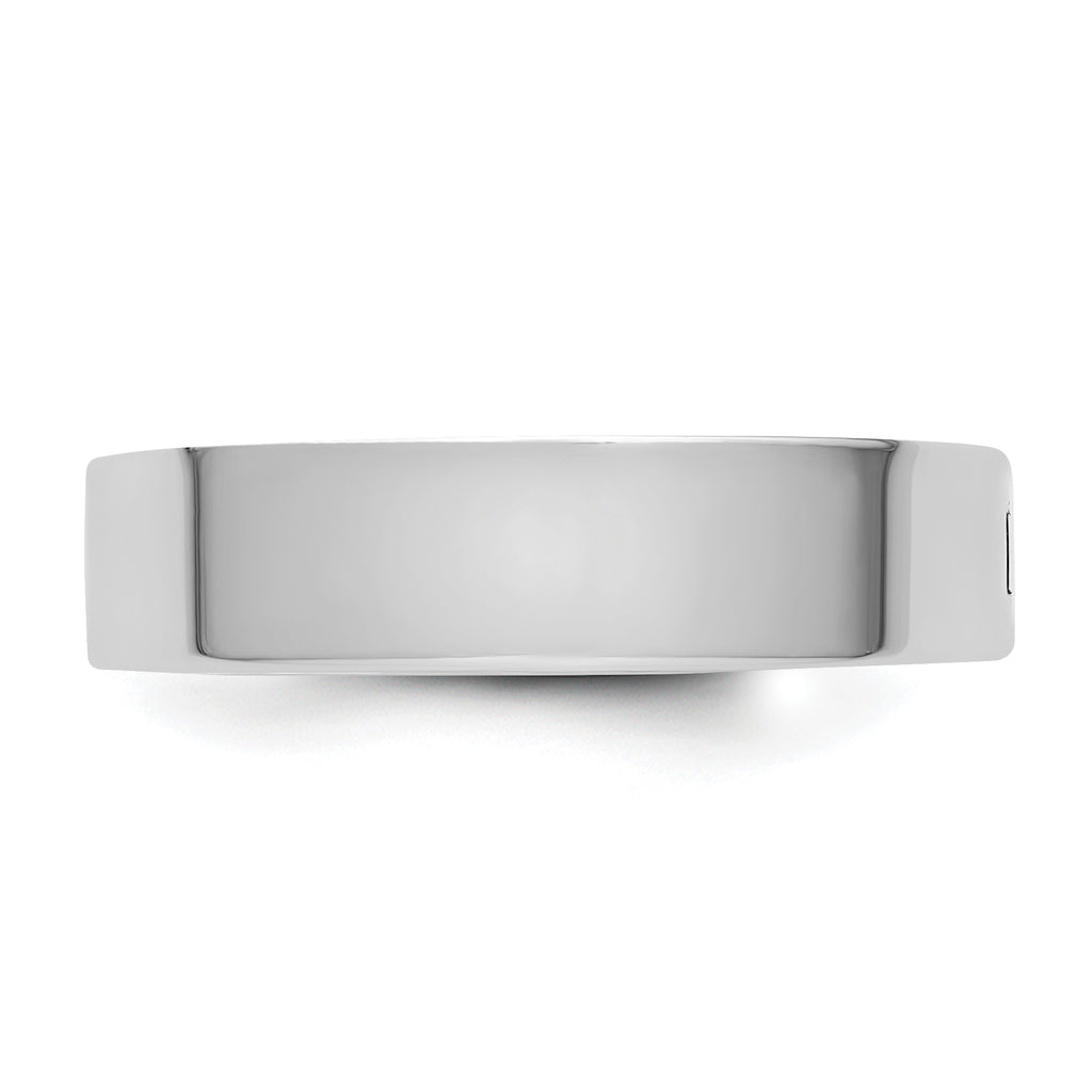 14K White Gold Flat Wedding Band 5mm